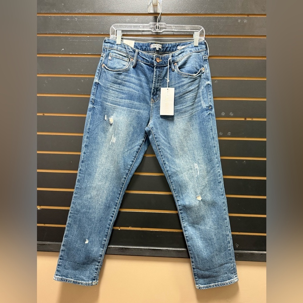 Dear John Blair Cuffed High Rise Straight Jeans NWT Size 30 Distressed Denim